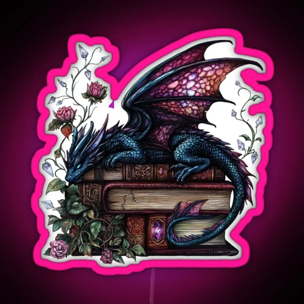 Life Is Better With Dragons And Books RGB Neon Sign