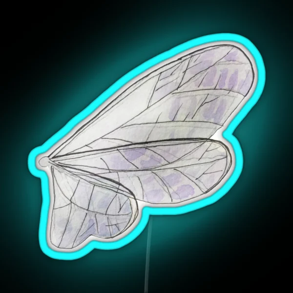 Light Blue Fairy Wings Illustration In Watercolor RGB Neon Sign