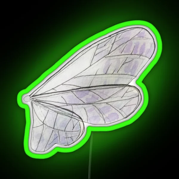 Light Blue Fairy Wings Illustration In Watercolor RGB Neon Sign