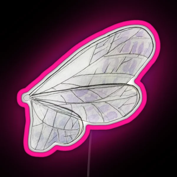 Light Blue Fairy Wings Illustration In Watercolor RGB Neon Sign