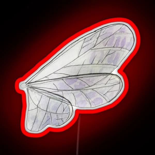 Light Blue Fairy Wings Illustration In Watercolor RGB Neon Sign