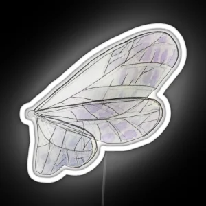 Light Blue Fairy Wings Illustration In Watercolor RGB Neon Sign