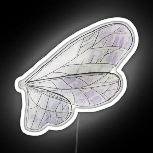 Light Blue Fairy Wings Illustration In Watercolor RGB Neon Sign