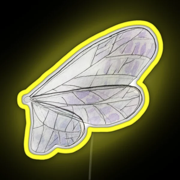 Light Blue Fairy Wings Illustration In Watercolor RGB Neon Sign