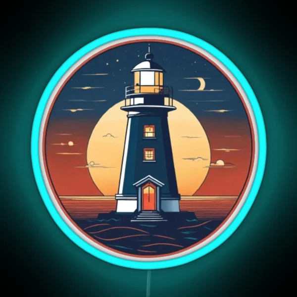 Lighthouse Retro Night Ligh RGB Neon Sign