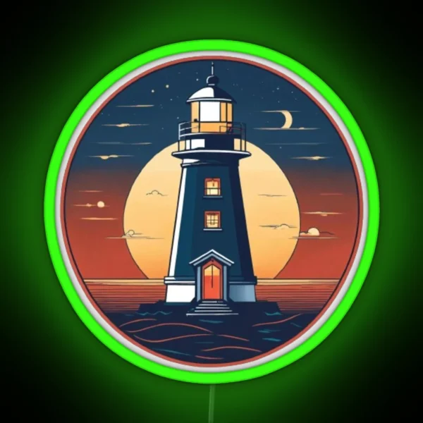 Lighthouse Retro Night Ligh RGB Neon Sign