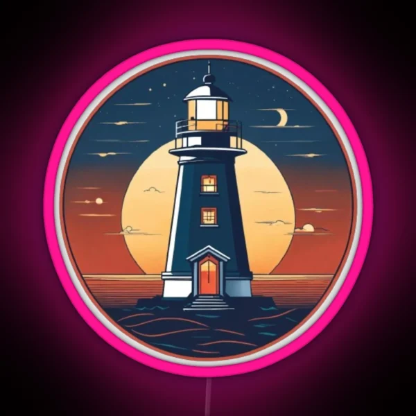 Lighthouse Retro Night Ligh RGB Neon Sign