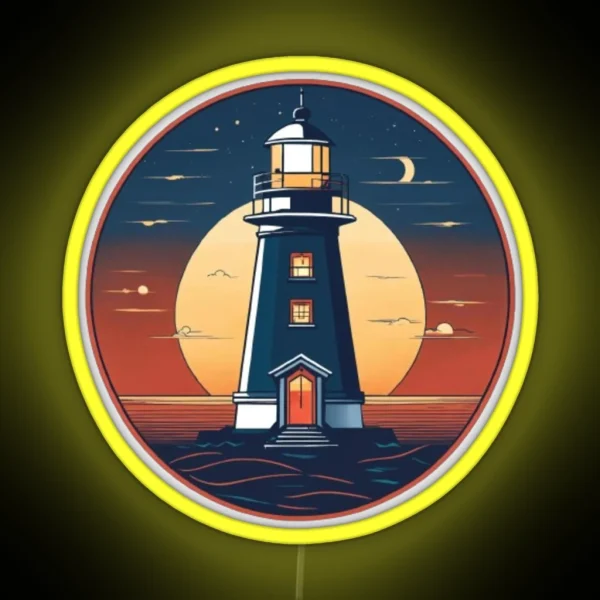 Lighthouse Retro Night Ligh RGB Neon Sign