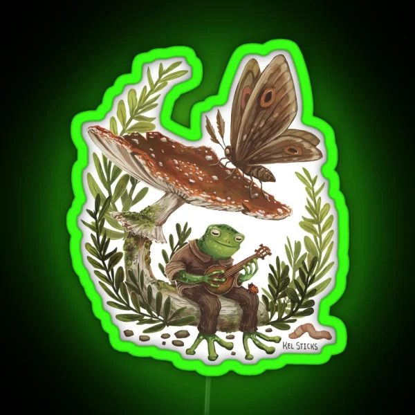 Lil Bard Frog And The Toadstool Moth RGB Neon Sign