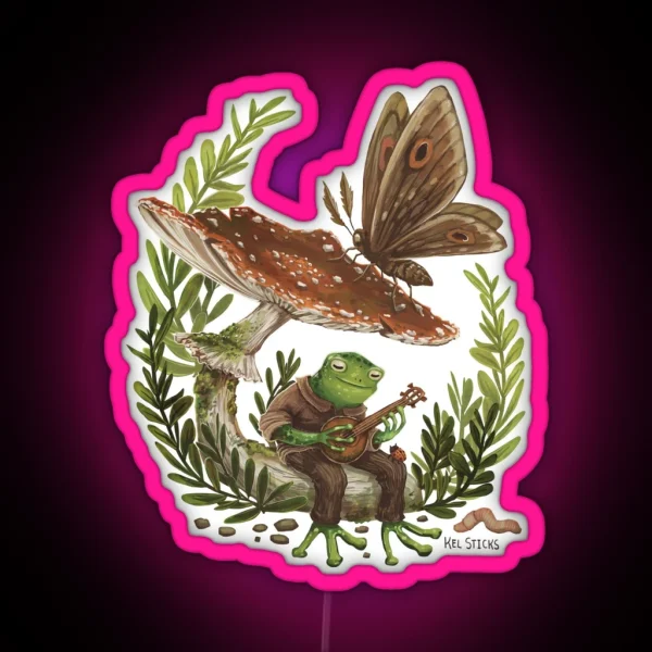 Lil Bard Frog And The Toadstool Moth RGB Neon Sign