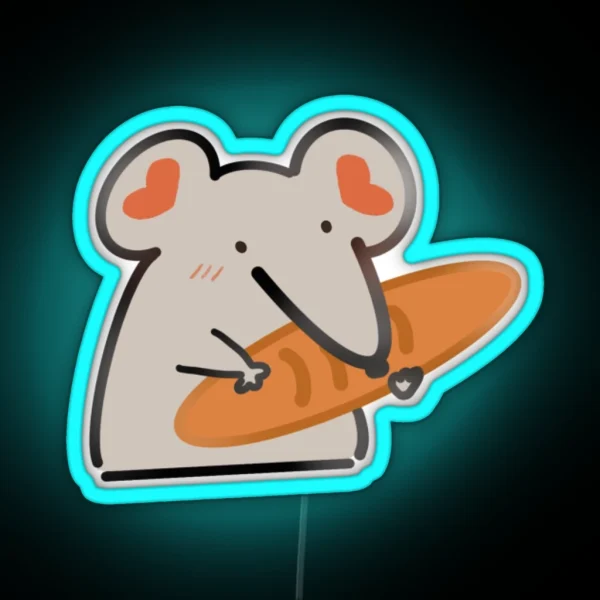 Lil Rat With Loaf Of Bread RGB Neon Sign