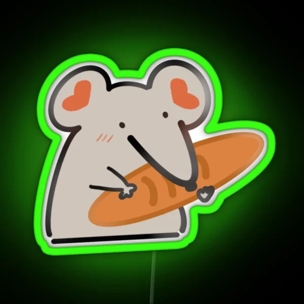 Lil Rat With Loaf Of Bread RGB Neon Sign