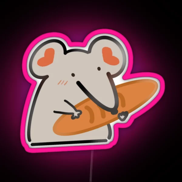 Lil Rat With Loaf Of Bread RGB Neon Sign