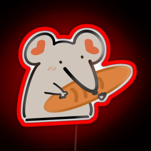 Lil Rat With Loaf Of Bread RGB Neon Sign