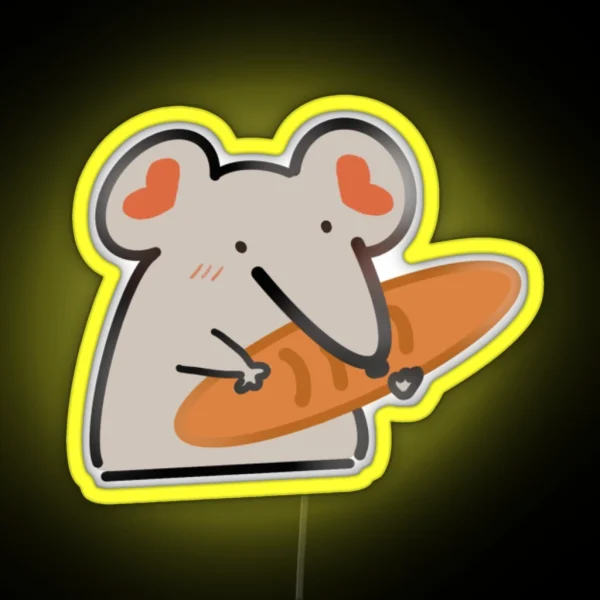 Lil Rat With Loaf Of Bread RGB Neon Sign