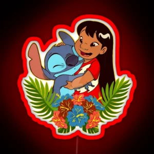 Lilo And Stitch Hugging RGB Neon Sign