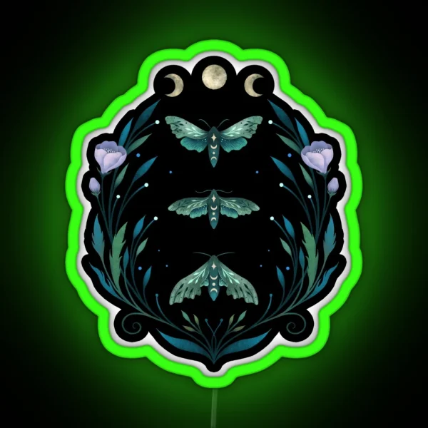 Lime Hawk Moths Night RGB Neon Sign