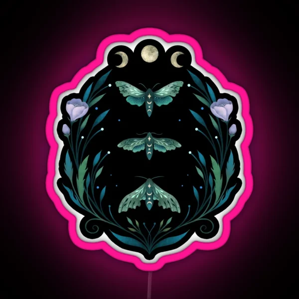 Lime Hawk Moths Night RGB Neon Sign