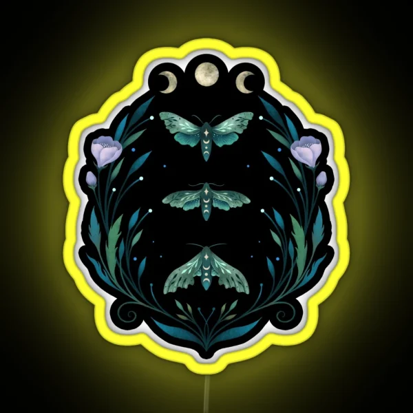Lime Hawk Moths Night RGB Neon Sign