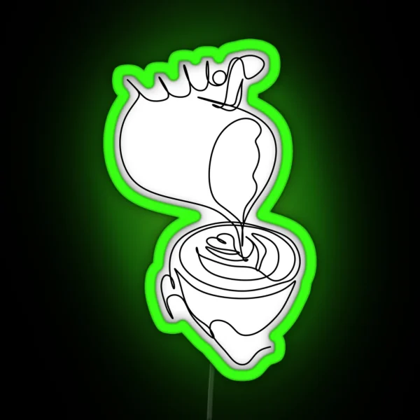Line Drawing Coffee Cup Minimalist Line Art RGB Neon Sign