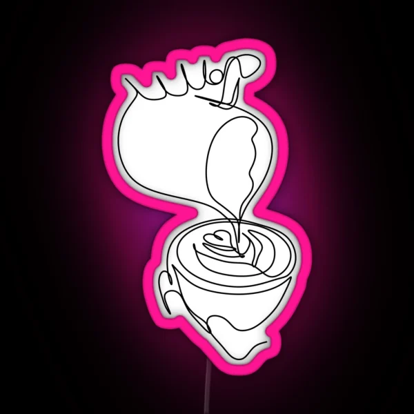 Line Drawing Coffee Cup Minimalist Line Art RGB Neon Sign