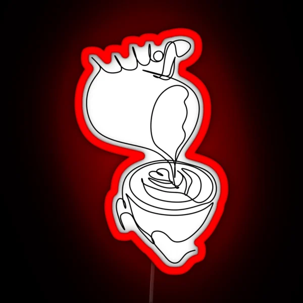 Line Drawing Coffee Cup Minimalist Line Art RGB Neon Sign
