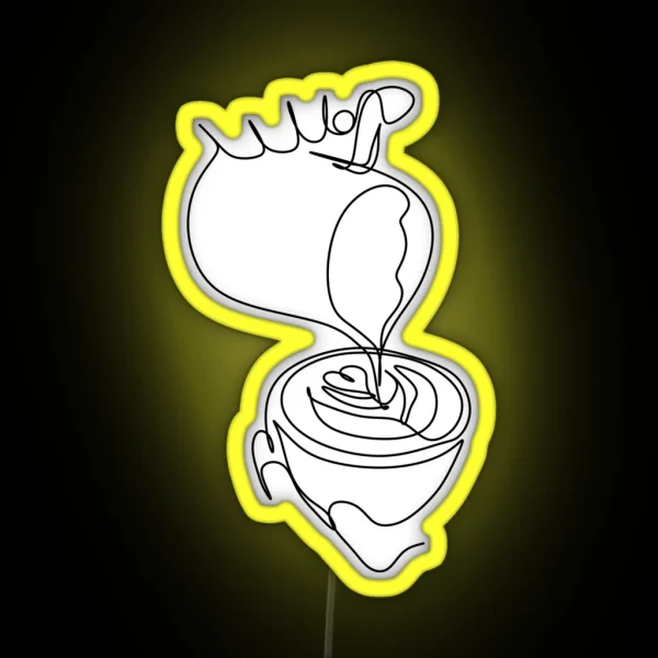 Line Drawing Coffee Cup Minimalist Line Art RGB Neon Sign