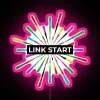Neon sign saying Start,RGB neon,pink color,black and white background.