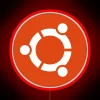 ubuntu linux operating system logo neon sign rgb design.