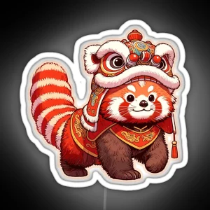 Lion Dance Red Panda Lion Dancer CNY 2024 RGB Neon Sign