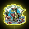 literary book lover reading velocireader dinosaur neon sign yellow