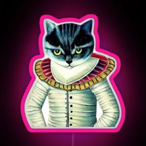 Little Cat Dressed Like Shakespeare RGB Neon Sign