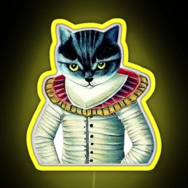 Little Cat Dressed Like Shakespeare RGB Neon Sign