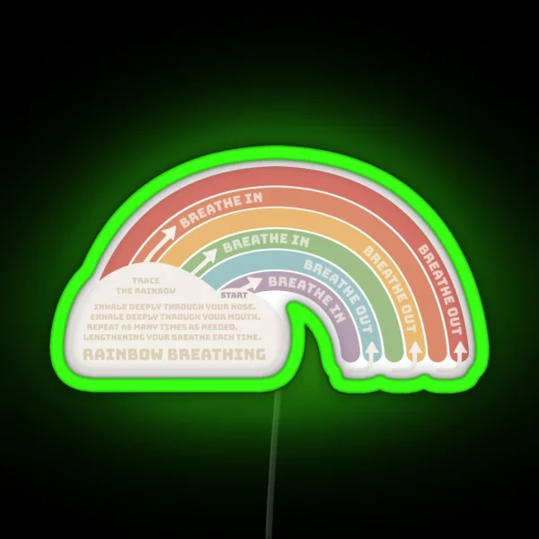 Little Hands Rainbow Breathing Technique Anxiety Exercise RGB Neon Sign