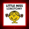 neon sign displaying 'little miss lobotomy' in rgb neon red