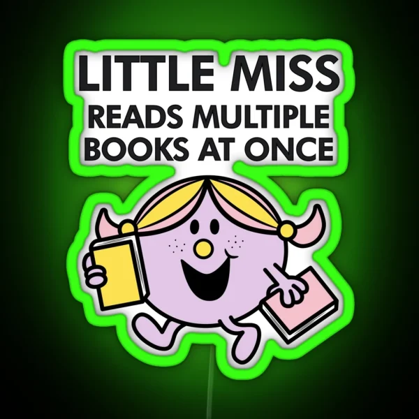 Little Miss Reads Multiple Books At Once RGB Neon Sign