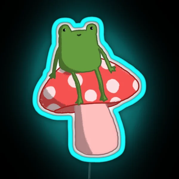 Little Phrog Sitting On Mushroom RGB Neon Sign