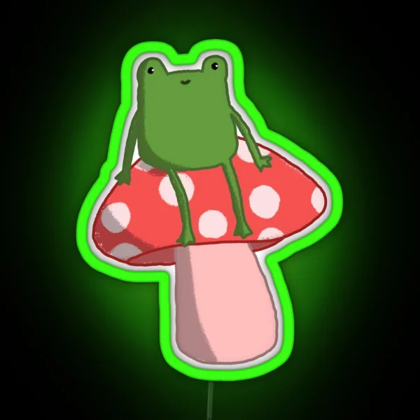 Little Phrog Sitting On Mushroom RGB Neon Sign
