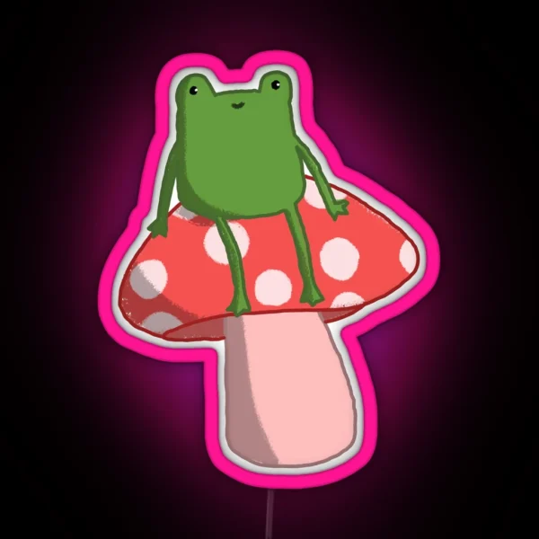 Little Phrog Sitting On Mushroom RGB Neon Sign