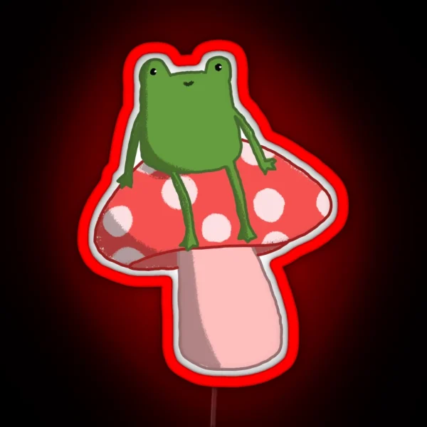 Little Phrog Sitting On Mushroom RGB Neon Sign