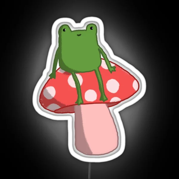 Little Phrog Sitting On Mushroom RGB Neon Sign