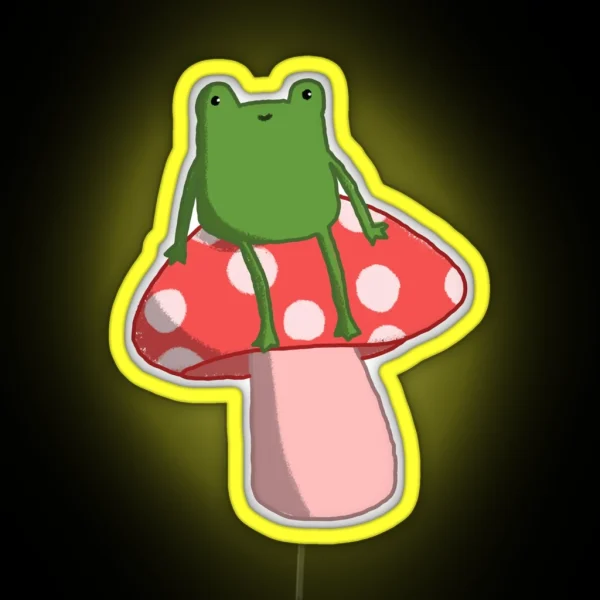 Little Phrog Sitting On Mushroom RGB Neon Sign