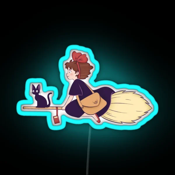 Little Witch On The Broom RGB Neon Sign