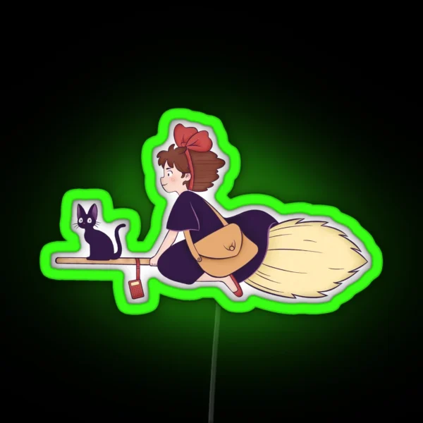 Little Witch On The Broom RGB Neon Sign