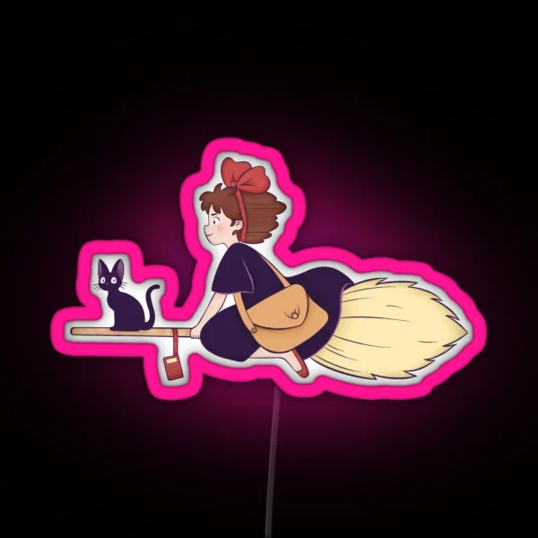 Little Witch On The Broom RGB Neon Sign