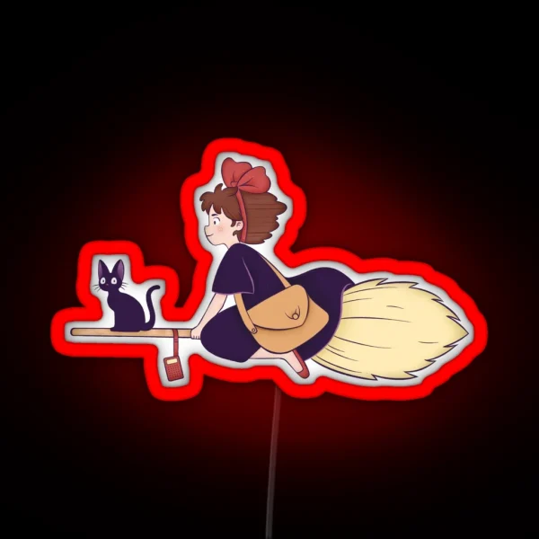 Little Witch On The Broom RGB Neon Sign