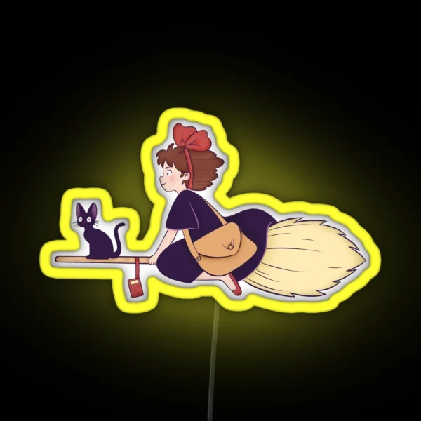 Little Witch On The Broom RGB Neon Sign