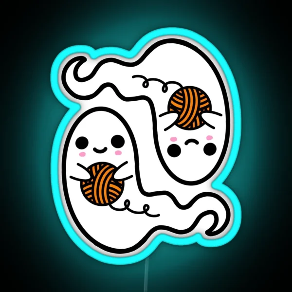Little Yarny Ghosts RGB Neon Sign
