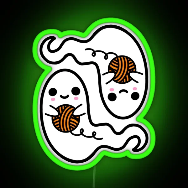 Little Yarny Ghosts RGB Neon Sign
