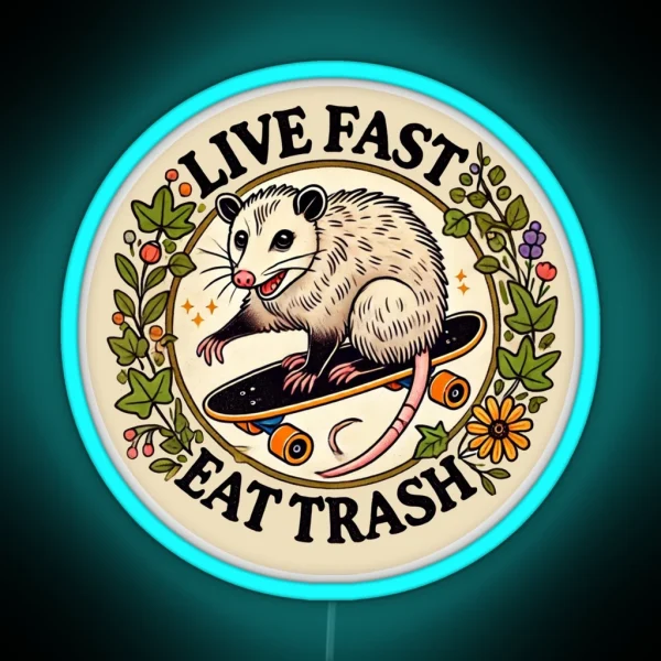 Live Fast Eat Trash RGB Neon Sign